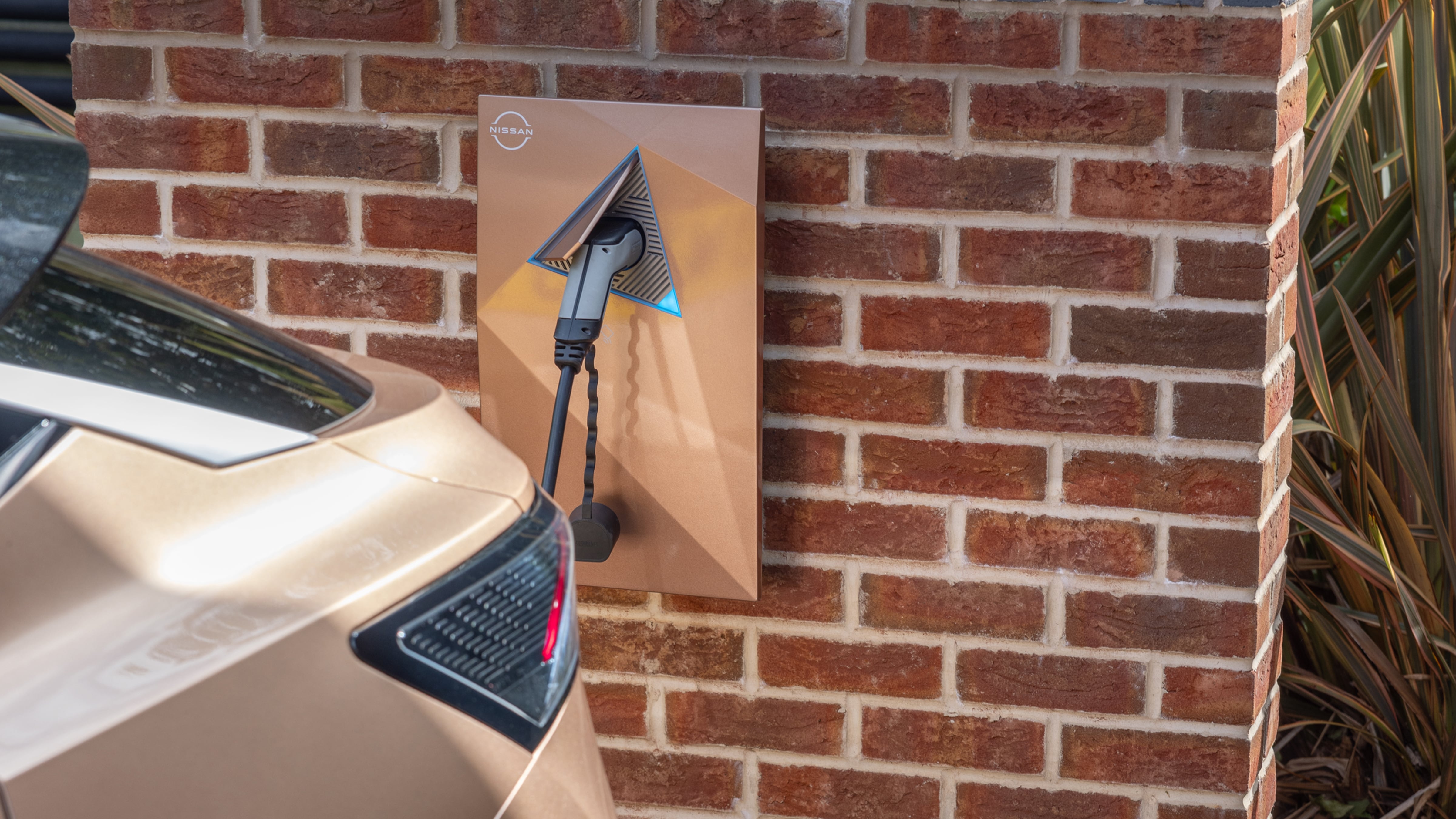 A Nissan EV using the company's bidirectional charging system
